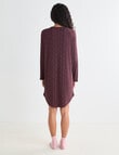 Zest Sleep Ditsy Long Sleeve Rib Nightie, Burgundy, 8-18 product photo View 02 S
