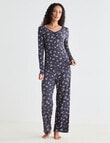 Zest Sleep Ditsy Rib PJ Set, Graphite, 8-18 product photo