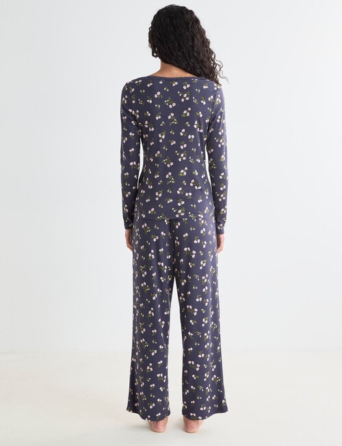 Zest Sleep Ditsy Rib PJ Set, Graphite, 8-18 product photo View 02 L