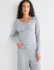 Zest Sleep Ditsy Rib PJ Set, Grey Marle, 8-18 product photo