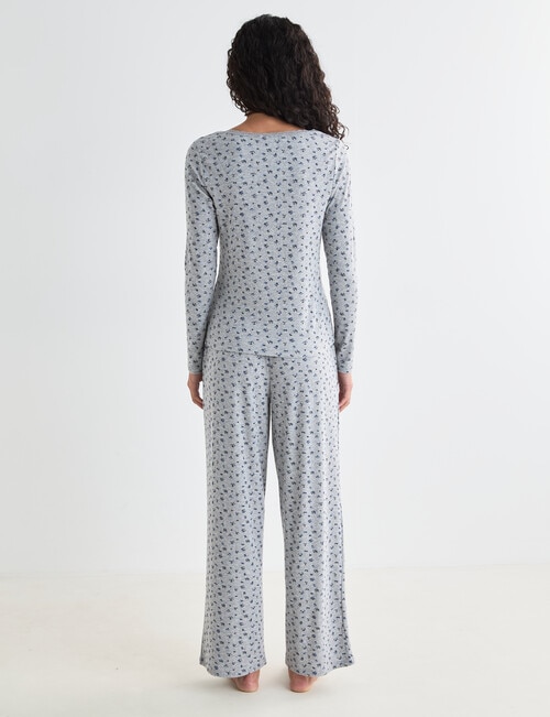 Zest Sleep Ditsy Rib PJ Set, Grey Marle, 8-18 product photo View 02 L