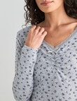 Zest Sleep Ditsy Rib PJ Set, Grey Marle, 8-18 product photo View 04 S
