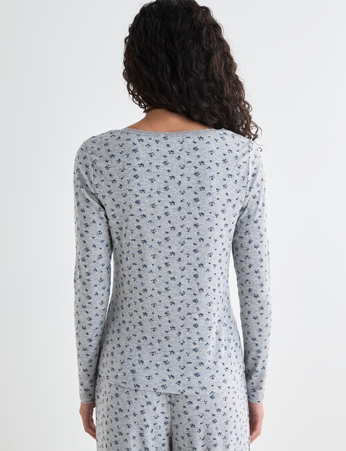 Zest Sleep Ditsy Rib PJ Set, Grey Marle, 8-18 product photo View 05 L