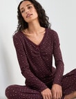 Zest Sleep Ditsy Rib PJ Set, Burgundy, 8-18 product photo