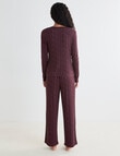 Zest Sleep Ditsy Rib PJ Set, Burgundy, 8-18 product photo View 02 S