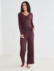 Zest Sleep Ditsy Rib PJ Set, Burgundy, 8-18 product photo View 03 S