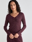Zest Sleep Ditsy Rib PJ Set, Burgundy, 8-18 product photo View 05 S