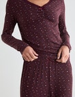 Zest Sleep Ditsy Rib PJ Set, Burgundy, 8-18 product photo View 06 S