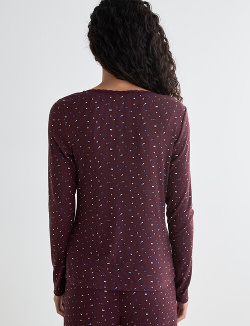 Zest Sleep Ditsy Rib PJ Set, Burgundy, 8-18 product photo View 07 L