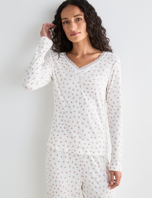 Zest Sleep DitsyRib PJ Set, Ivory, 8-18 product photo View 05 L