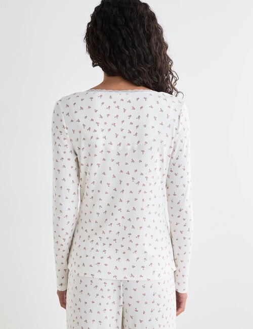Zest Sleep DitsyRib PJ Set, Ivory, 8-18 product photo View 07 L