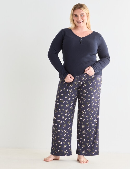 Studio Curve Sleep Ditsy Knit Pant, Graphite product photo View 03 L