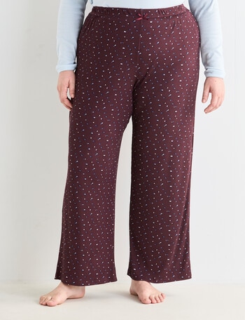Studio Curve Sleep Ditsy Knit Pant, Burgundy product photo