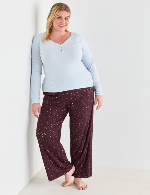 Studio Curve Sleep Ditsy Knit Pant, Burgundy product photo View 03 L