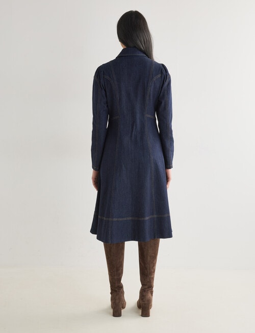Whistle Zip Up Midi Denim Dress , Rinse product photo View 02 L