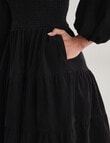 Whistle Cord Tiered Square Neck Mini Dress, Black product photo View 05 S