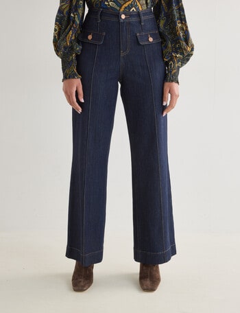 Whistle Pintuck Pocket Jean, Rinse product photo