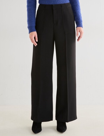 Whistle Straight Leg Pant Twill, Short Length, Black product photo