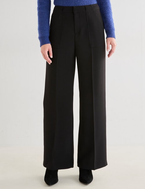 Whistle Straight Leg Pant Twill, Short Length, Black product photo