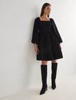 Whistle Cord Tiered Square Neck Mini Dress, Black product photo View 03 S