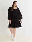 Whistle Cord Tiered Square Neck Mini Dress, Black product photo View 12 S