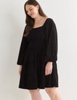 Whistle Cord Tiered Square Neck Mini Dress, Black product photo View 13 S