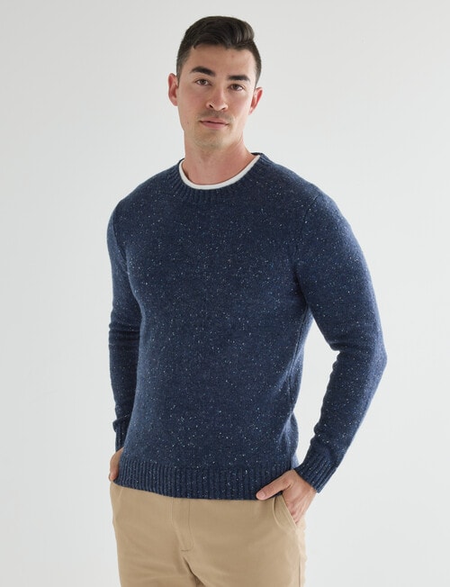 Gasoline Woolblend Long Sleeve Crew Top, Speckle Blue product photo