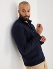 Gasoline Full Zip Long Sleeve Knitwear, Navy product photo
