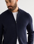 Gasoline Full Zip Long Sleeve Knitwear, Navy product photo View 07 S