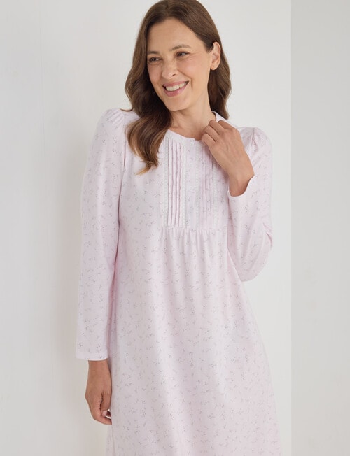 Ruby & Bloom Cotton Long Sleeve Nightie, Pink, 10-26 product photo