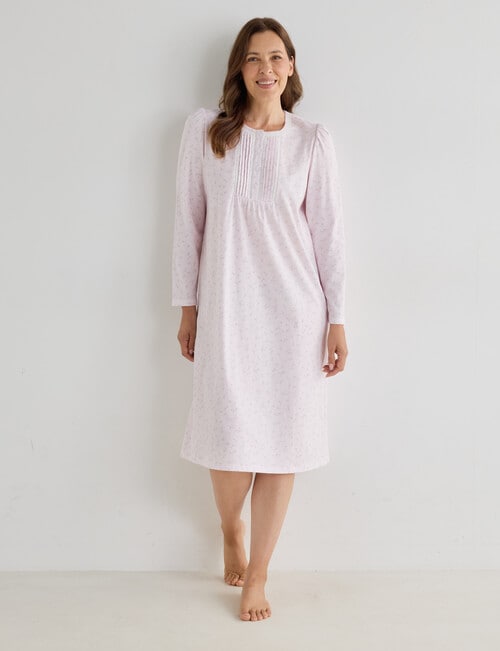 Ruby & Bloom Cotton Long Sleeve Nightie, Pink, 10-26 product photo View 03 L