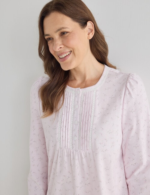 Ruby & Bloom Cotton Long Sleeve Nightie, Pink, 10-26 product photo View 04 L