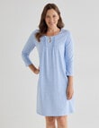 Ruby & Bloom Cotton 3/4 Sleeve Nightie, Blue Leaf, 10-26 product photo