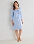 Ruby & Bloom Cotton 3/4 Sleeve Nightie, Blue Leaf, 10-26 product photo View 03 S