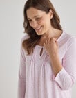 Ruby & Bloom Cotton 3/4 Sleeve Nightie, Pink Leaf product photo