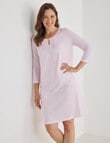 Ruby & Bloom Cotton 3/4 Sleeve Nightie, Pink Leaf product photo View 04 S