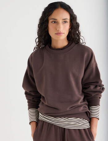Zest Lounge Brushed Pleat Sleeve Sweater, Chocolate product photo