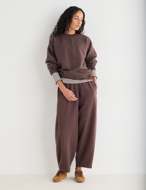 Zest Lounge Brushed Pleat Sleeve Sweater, Chocolate product photo View 03 L