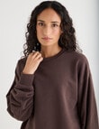 Zest Lounge Brushed Pleat Sleeve Sweater, Chocolate product photo View 04 S