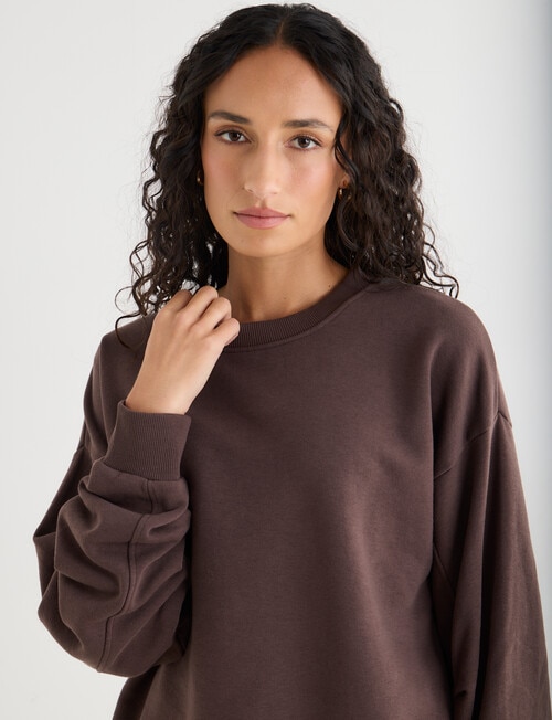 Zest Lounge Brushed Pleat Sleeve Sweater, Chocolate product photo View 04 L