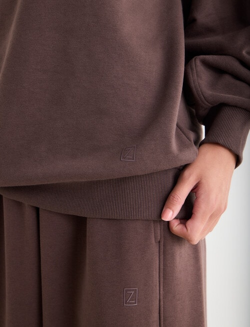Zest Lounge Brushed Pleat Sleeve Sweater, Chocolate product photo View 05 L