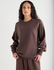 Zest Lounge Brushed Pleat Sleeve Sweater, Chocolate product photo View 06 S