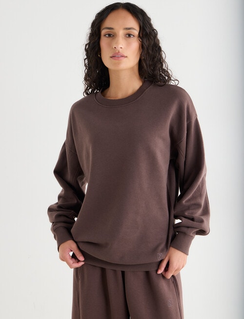 Zest Lounge Brushed Pleat Sleeve Sweater, Chocolate product photo View 06 L