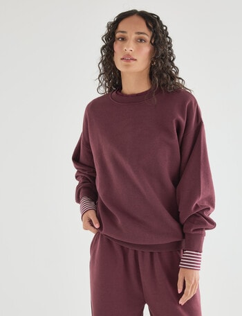 Zest Lounge Brushed Pleat Sleeve Sweater, Cherry product photo