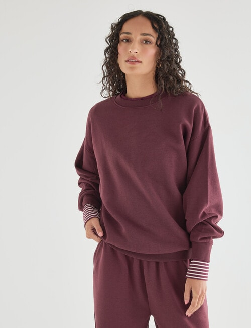 Zest Lounge Brushed Pleat Sleeve Sweater, Cherry product photo