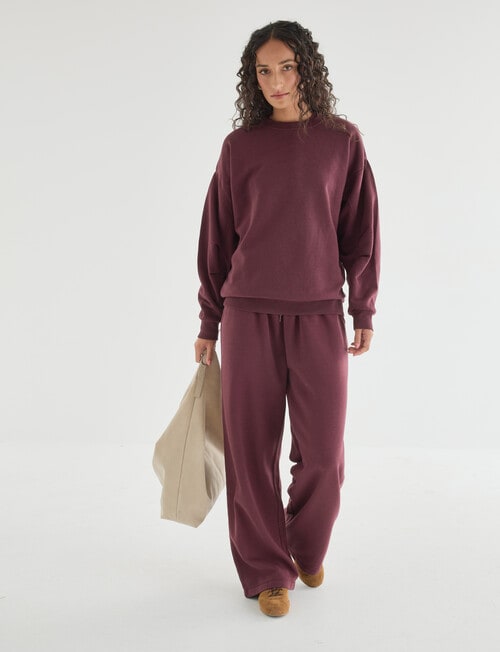 Zest Lounge Brushed Pleat Sleeve Sweater, Cherry product photo View 03 L