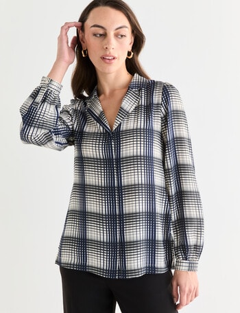 Oliver Black Long Sleeve Collar Shirt, Check Ink product photo