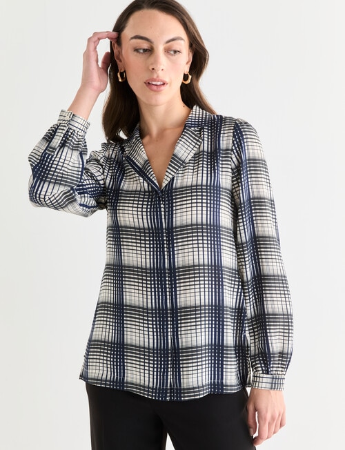 Oliver Black Long Sleeve Collar Shirt, Check Ink product photo