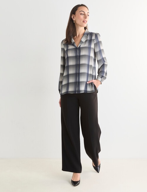 Oliver Black Long Sleeve Collar Shirt, Check Ink product photo View 03 L