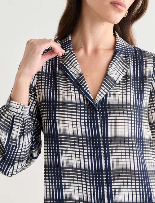 Oliver Black Long Sleeve Collar Shirt, Check Ink product photo View 04 L